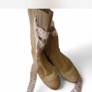 Women's Tan Lace-Up Tall Boots